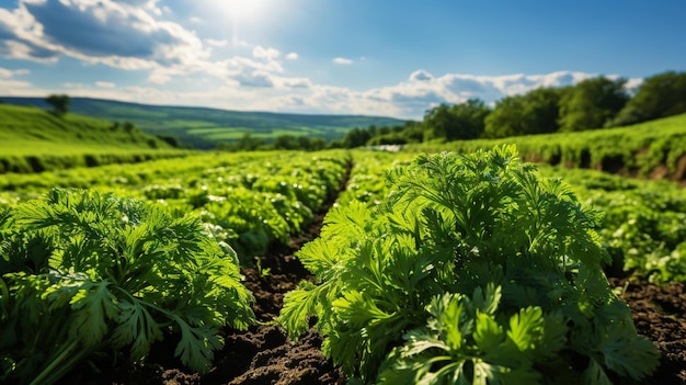 Verduras de cenoura em campos de alta qualidade para necessidades nutricionais diárias generativas de IA