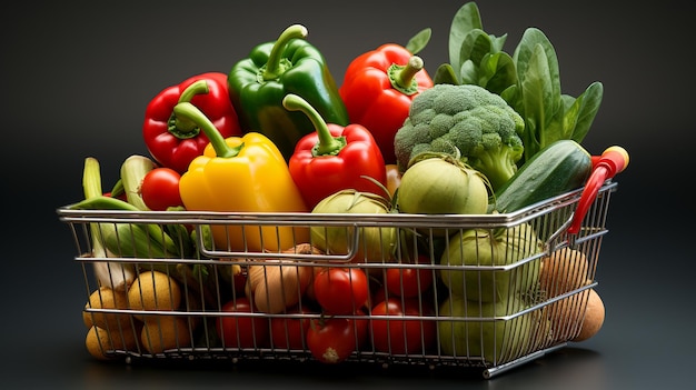 verduras frescas de colores en una cesta sobre un fondo blanco alimentación saludable