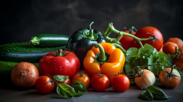 Verduras frescas concepto de comida saludable Generativo ai