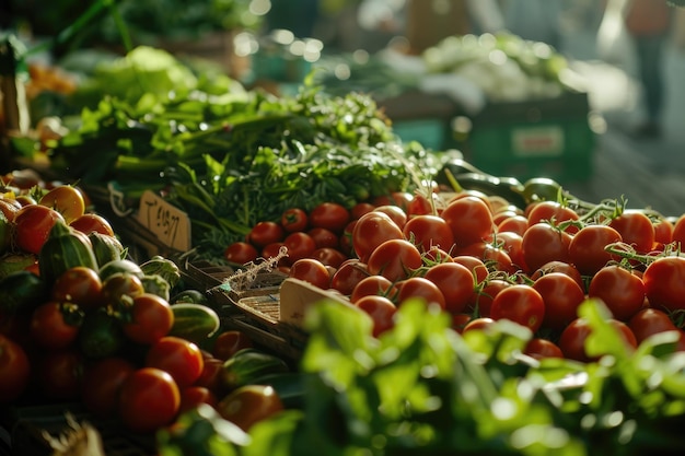 Verduras frescas y ecológicas en el mercado de los agricultores