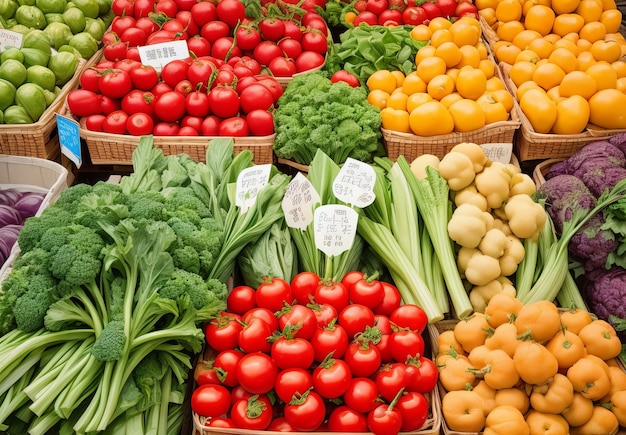 Foto verduras frescas expuestas en la tradición