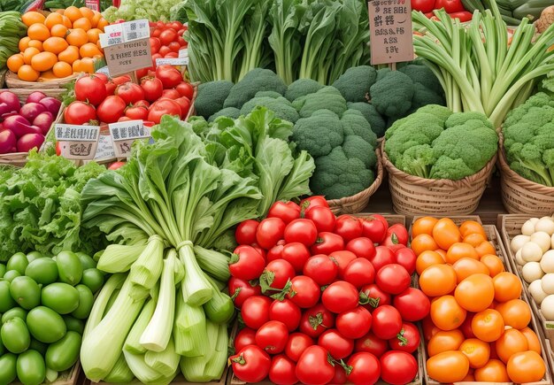 Foto verduras frescas expuestas en la tradición