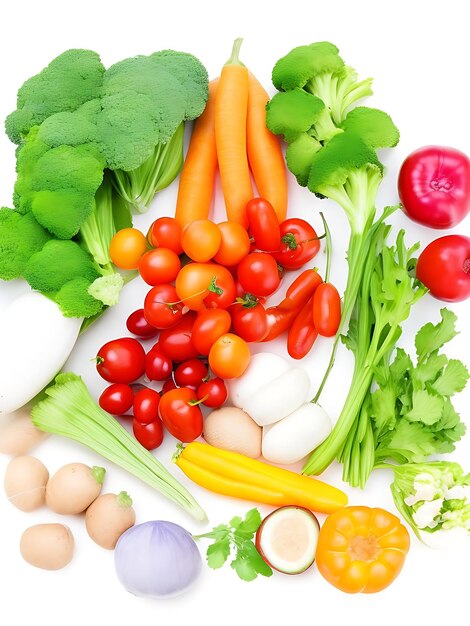 Verduras frescas en fondo blanco