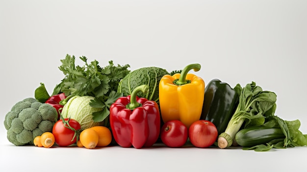 verduras frescas con fondo blanco