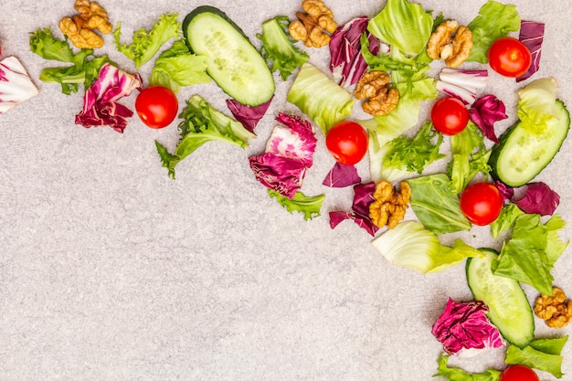 Verduras frescas, ingredientes alimenticios de dieta saludable