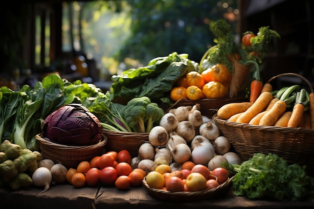 Verduras frescas en el mercado Generativo Ai