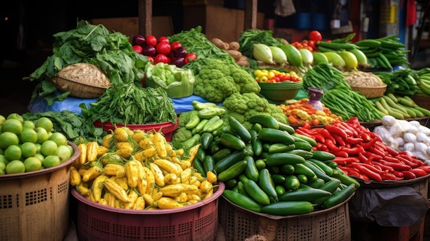 Verduras frescas en el mercado