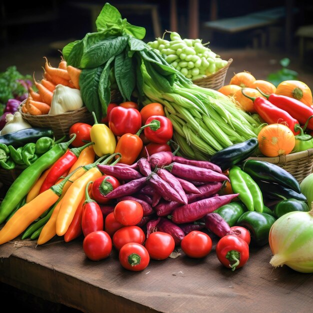 Verduras frescas en el mercado