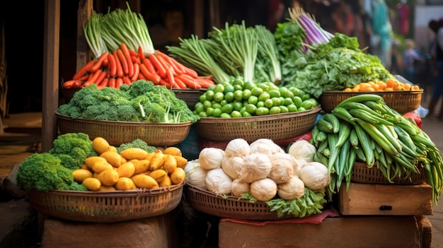 Verduras frescas en el mercado