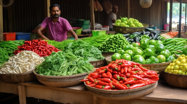 Verduras frescas en el mercado