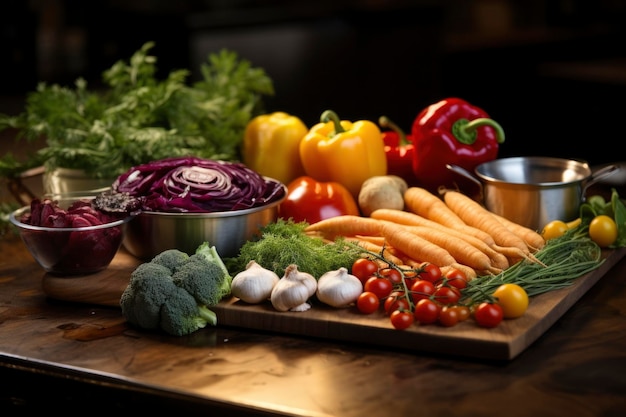 Verduras frescas en la mesa