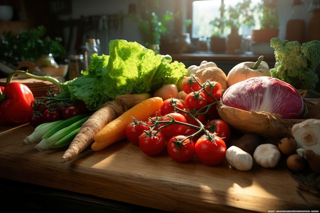 Verduras frescas en la mesa