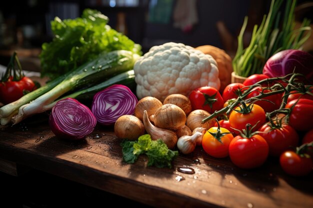 Verduras frescas en la mesa