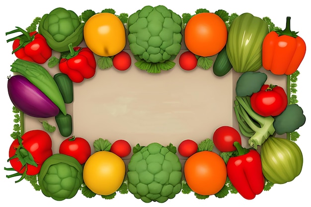 Verduras y frutas saludables orgánicas frescas con un fondo blanco generado por IA