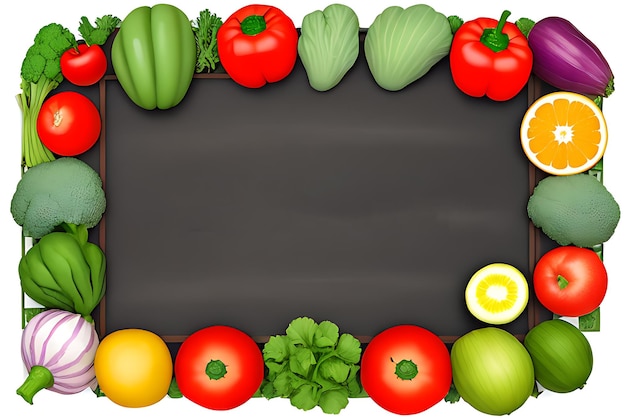 Verduras y frutas saludables orgánicas frescas con un fondo blanco generado por IA