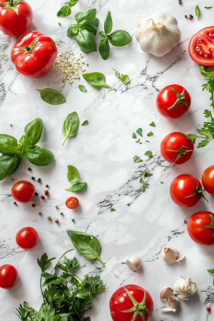 verduras y frutas sobre un fondo blanco IA generativa