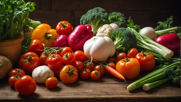 Verduras de granja frescas y variadas