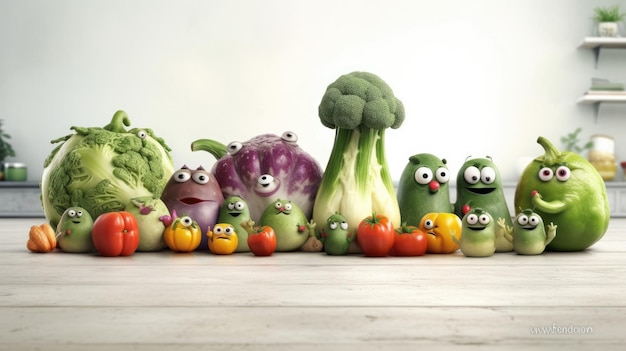 Verduras en una mesa con un fondo blanco.