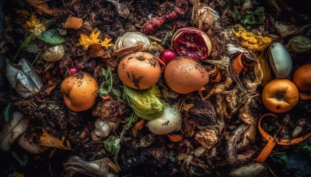 Foto verduras orgánicas frescas en canasta casera rústica generada por ia