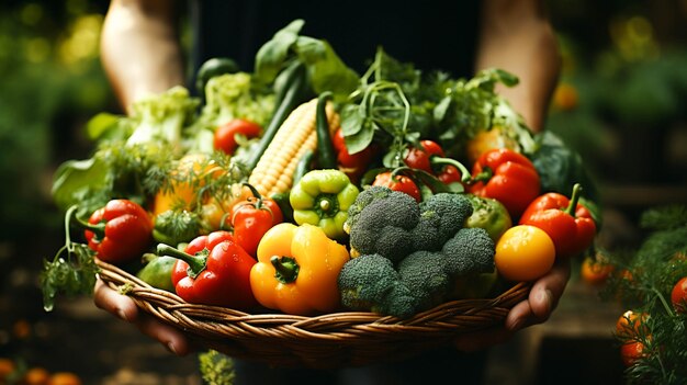 Verduras orgánicas frescas en una mesa de madera perfecta para la salud