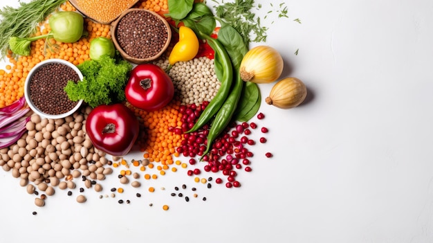 Verduras orgánicas lentejas frijoles materias primas para cocinar