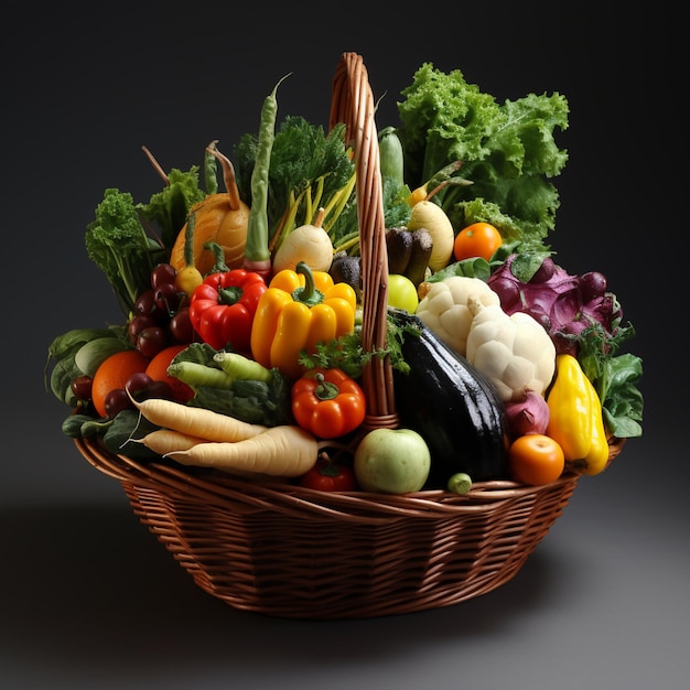 Verduras puras de alimentos orgánicos en la canasta.