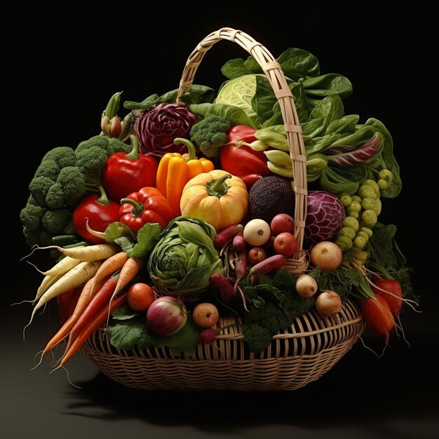 Verduras puras de alimentos orgánicos en la canasta.