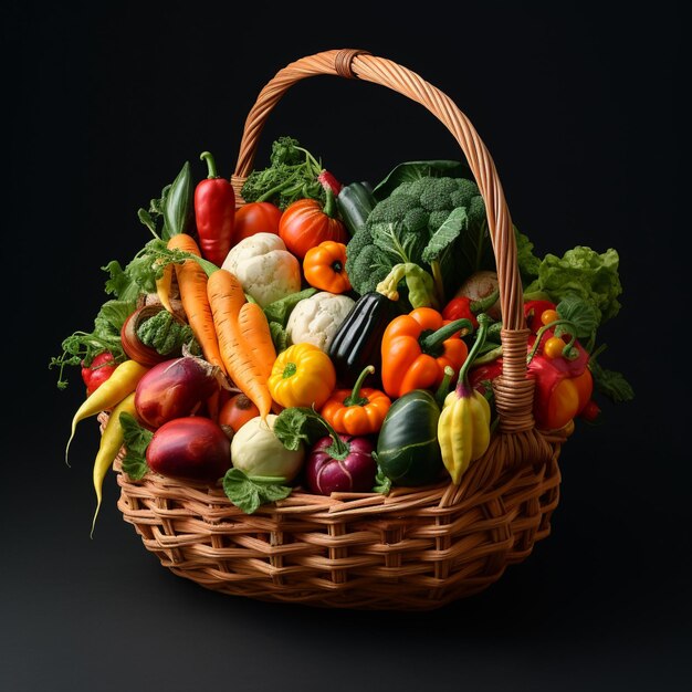 Verduras puras de alimentos orgánicos en la canasta.