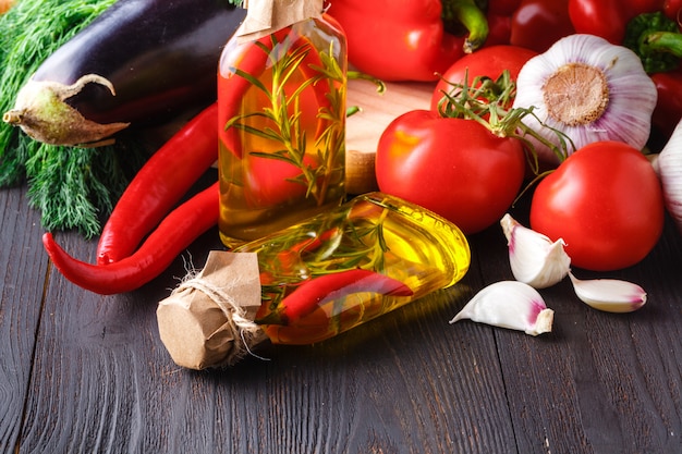 Verduras Saludables y Aceite de Oliva