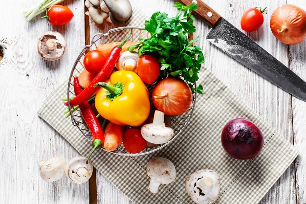 Verduras de temporada de verano.