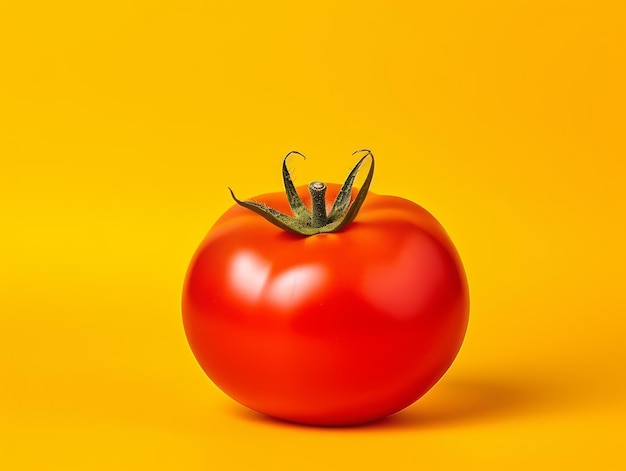 Verduras de tomate aisladas en amarillo