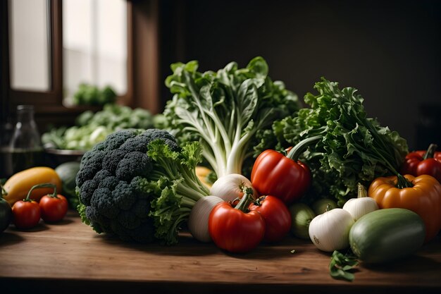 Verduras vistas desde el frente