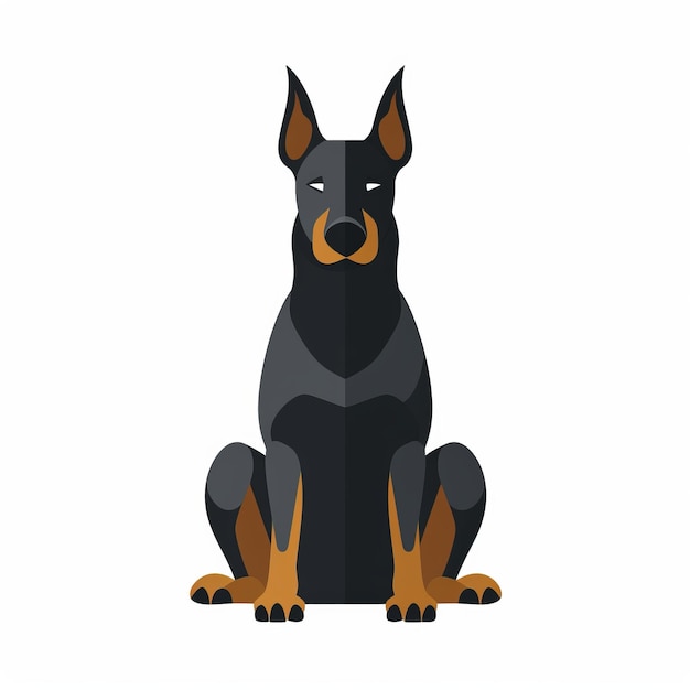 Vereinfachte Formen eines schwarzen und braunen Hundes in hellem Marineblau und Schwarz