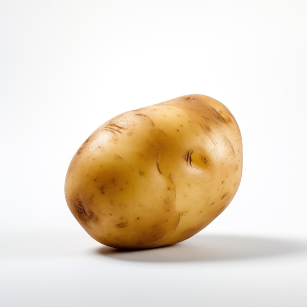 Vereinfachte Kartoffel auf weißem Hintergrund, KI generiert