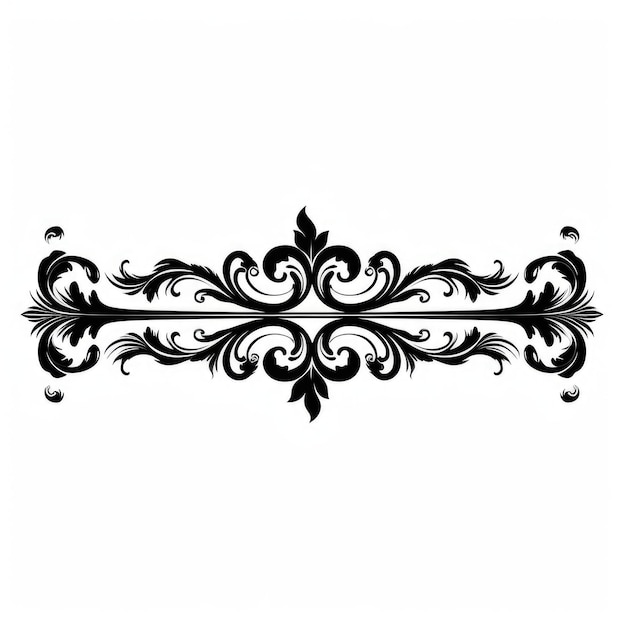 Vereinfachter Grunge Ein schwarz-weißes viktorianisches typografisches Ornament auf weißem Hintergrund