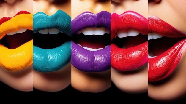 Verführerische und farbenfrohe Lippenstiftfarben. Lippenpflege und -färbung. Sexy Lippenstift. Generative KI