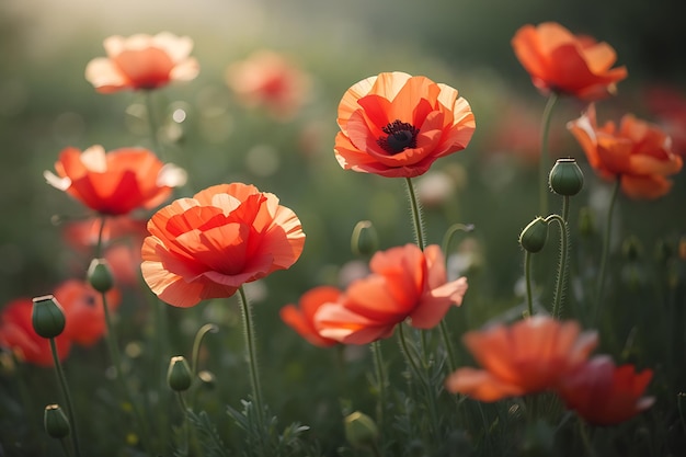 Vergängliche Mohnblumen im Weichzeichner