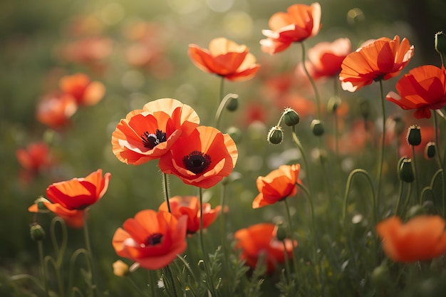 Vergängliche Mohnblumen im Weichzeichner