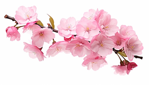 Vergängliche Schönheit Sakura-Blüten, isoliert auf Weiß