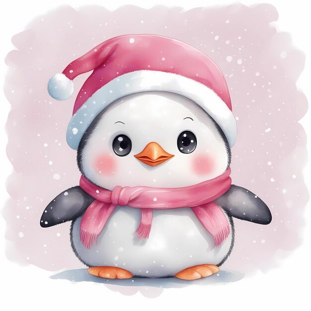 Vergnügliche Weihnachts-Wasserfarben für Pinguine