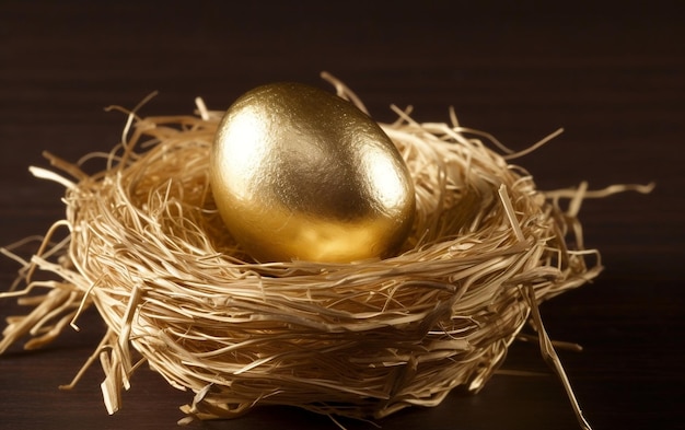 Vergoldeter Schatz Goldenes Ei im Nest Generative KI