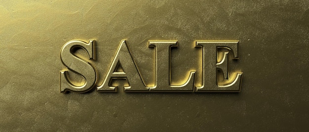 Verkauf goldfarbener Text auf luxuriösem goldenem Hintergrund 3D-Illustration