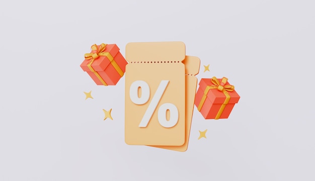 Verkaufskupons und Geschenkkisten 3D-Illustration