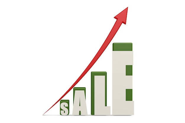 Verkaufswort mit rotem Pfeil nach oben