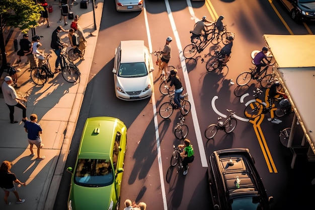 Foto verkehr am späten nachmittag stau autos stadtszene neuronales netzwerk ki generiert