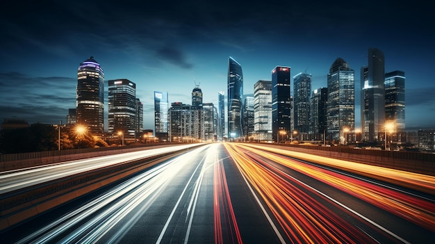 Verkehr in der Stadt in der Nacht