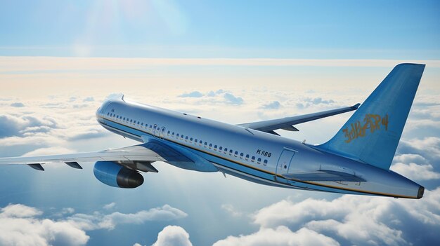 Verkehrsflugzeug, das bei schönem Sonnenlicht über den Wolken fliegt. Reisekonzept Luftfahrt