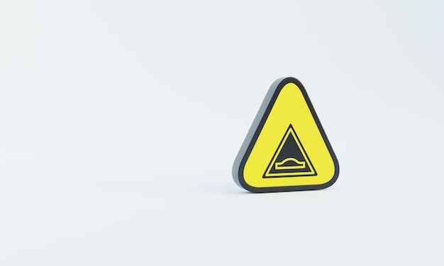 Verkehrszeichen Gefahrenzeichen 3D-Schilder vertikal Weißer und gelber Hintergrund 3D-Rendering
