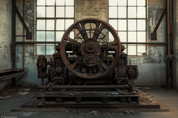 Foto verlassene maschinen in einer fabrik, die von rust betroffen sind