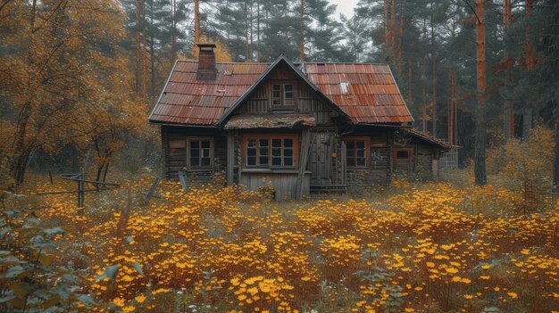 Verlassene russische Dorf-Generative KI.